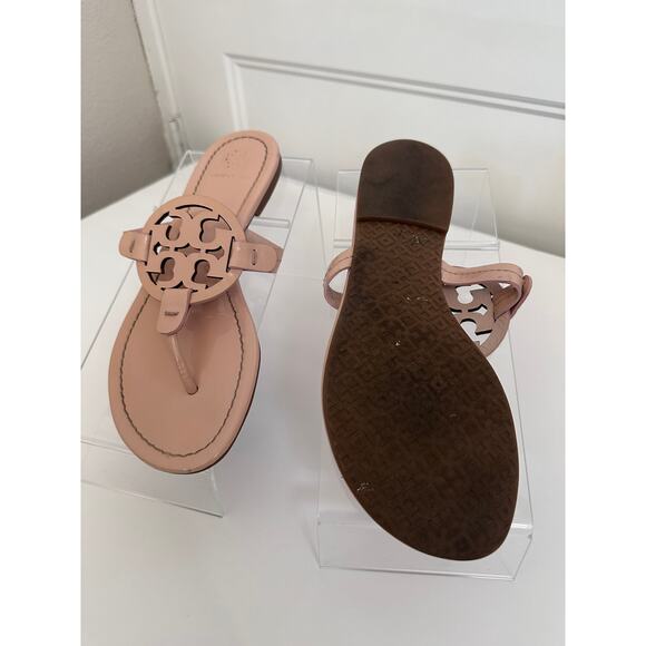 Tory Burch womens size 7.5 Miller Patent Leather Thong Sandals tan nude - Picture 8 of 10